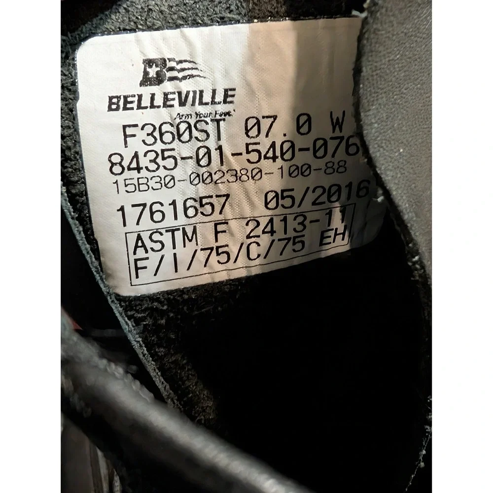 BELLEVILLE‎ F360ST Black Leather Military Combat Boots Size 7.0 W